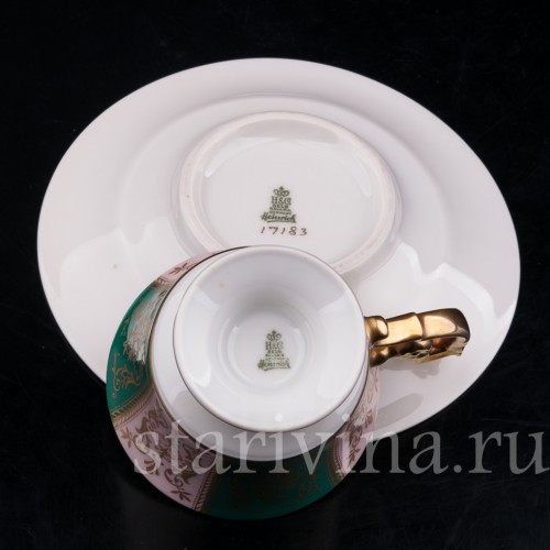 Кофейная пара, зеленая с золотом, Heinrich & Co, Германия, сер. 20 в