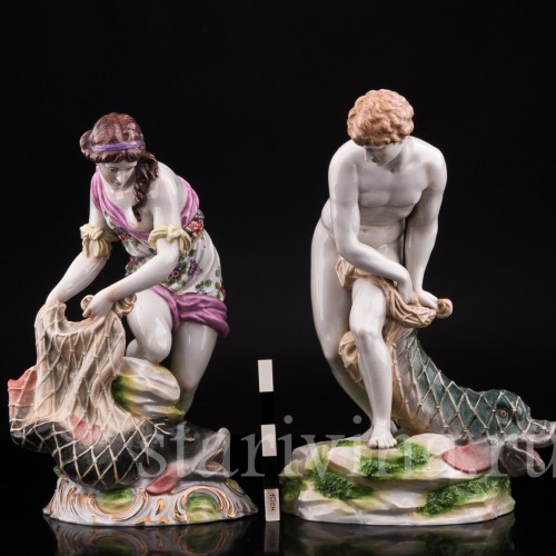 Парные фарфорвые статуэтки Рыбаки, Dressel, Kister & Co, Германия, кон. 19 в., нач. 20 в..