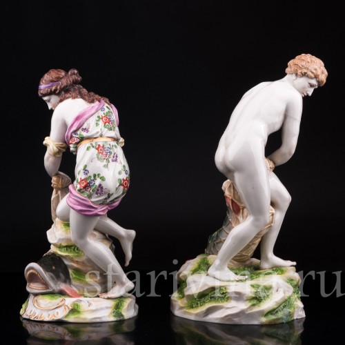 Парные фарфорвые статуэтки Рыбаки, Dressel, Kister & Co, Германия, кон. 19 в., нач. 20 в..