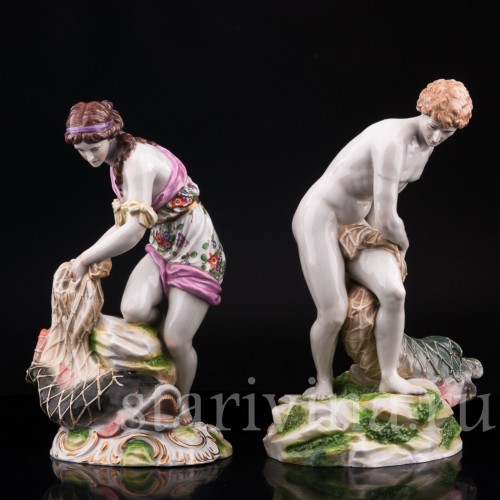 Парные фарфорвые статуэтки Рыбаки, Dressel, Kister & Co, Германия, кон. 19 в., нач. 20 в..