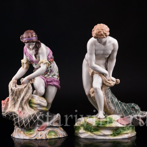 Парные фарфорвые статуэтки Рыбаки, Dressel, Kister & Co, Германия, кон. 19 в., нач. 20 в..
