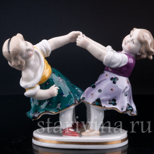 Фарфорвая статуэтка Играющие девочки, Karl Ens, Германия, 1920-30 гг.