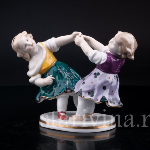 Фарфорвая статуэтка Играющие девочки, Karl Ens, Германия, 1920-30 гг.