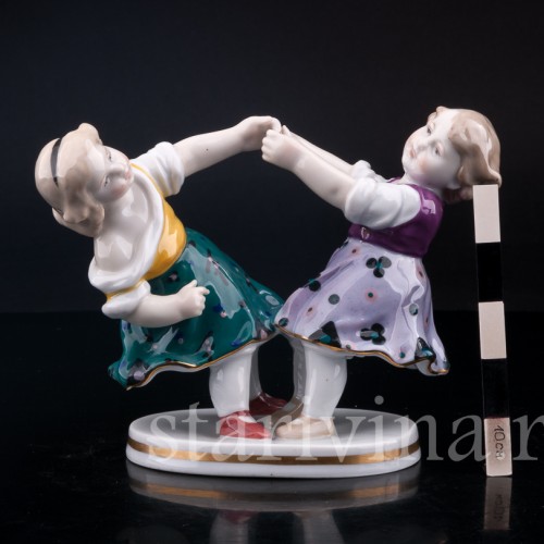 Фарфорвая статуэтка Играющие девочки, Karl Ens, Германия, 1920-30 гг.