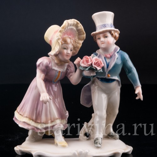 Фарфорвая статуэтка Дети с букетом цветов, Karl Ens, Германия, 1920-30 гг.