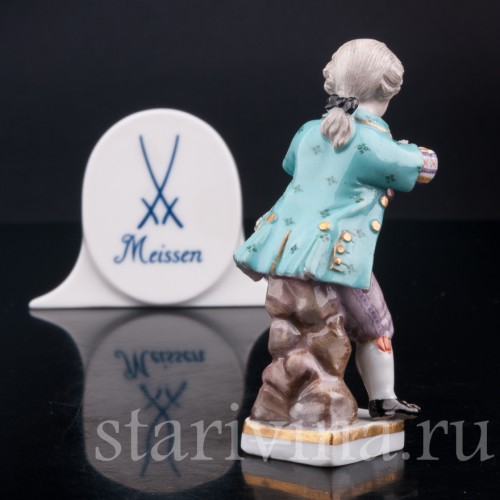 Фигурка из фарфора Мальчик, играющий на флейте, миниатюра, Meissen, Германия, кон. 19 - нач. 20 вв.