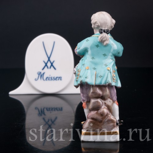 Фигурка из фарфора Мальчик, играющий на флейте, миниатюра, Meissen, Германия, кон. 19 - нач. 20 вв.