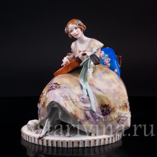 Девушка с гитарой, E. A. Muller, Германия, 1890-95 гг.