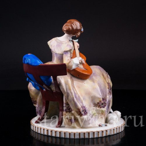 Девушка с гитарой, E. A. Muller, Германия, 1890-95 гг.