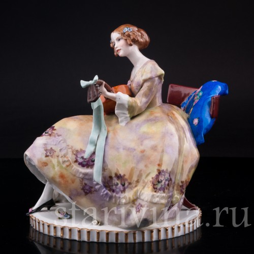 Девушка с гитарой, E. A. Muller, Германия, 1890-95 гг.