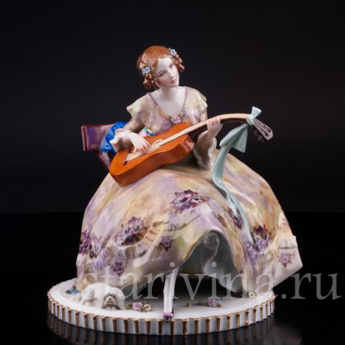 Девушка с гитарой, E. A. Muller, Германия, 1890-95 гг.
