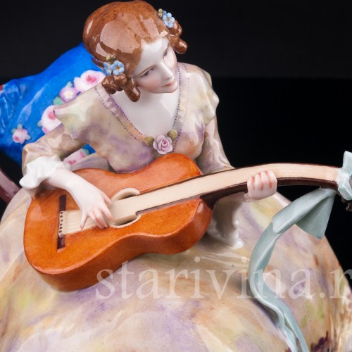 Девушка с гитарой, E. A. Muller, Германия, 1890-95 гг.