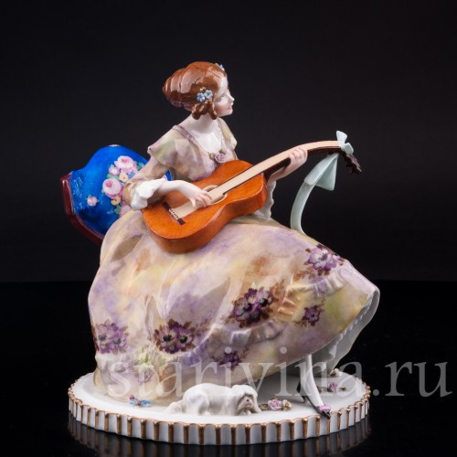 Девушка с гитарой, E. A. Muller, Германия, 1890-95 гг.