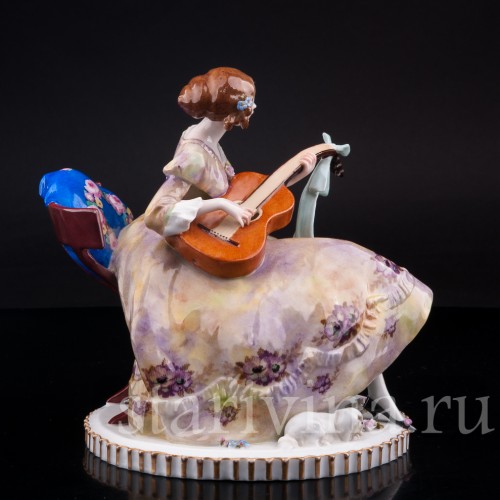 Девушка с гитарой, E. A. Muller, Германия, 1890-95 гг.