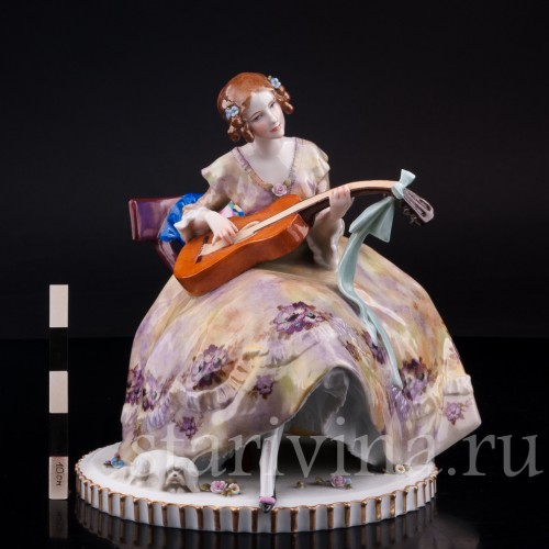 Девушка с гитарой, E. A. Muller, Германия, 1890-95 гг.