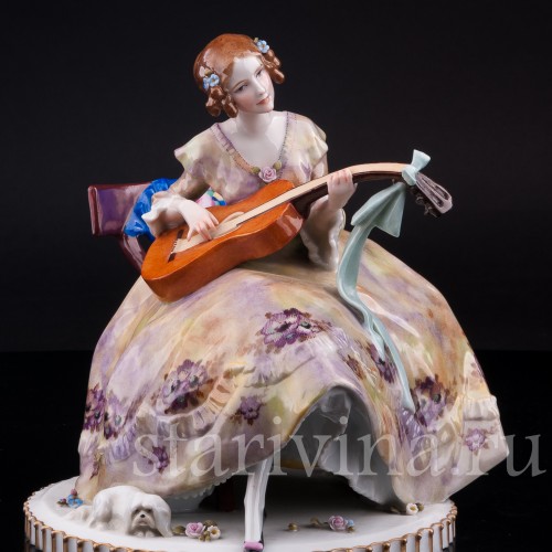 Девушка с гитарой, E. A. Muller, Германия, 1890-95 гг.