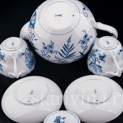 Две чайных пары и чайник, Meissen, Германия, вт. пол. 20 в