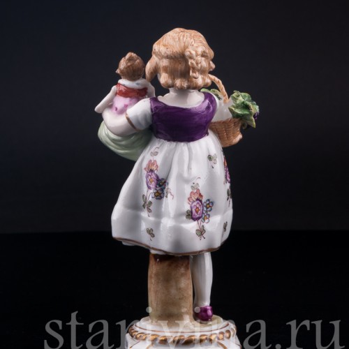 Девочка с корзиной и куклой, E. A. Muller, Германия, 1890-1927 гг.