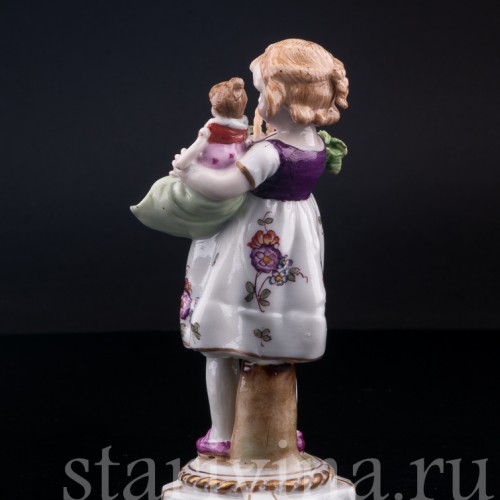 Девочка с корзиной и куклой, E. A. Muller, Германия, 1890-1927 гг.