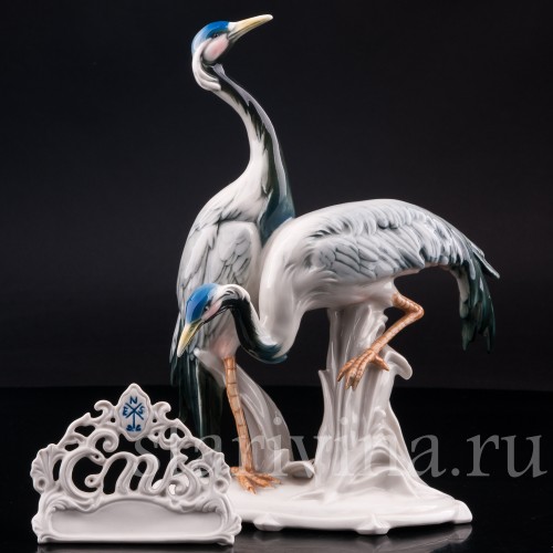 Статуэтка птиц из фарфора Два журавля, Karl Ens, Германия, 1920-30 гг.