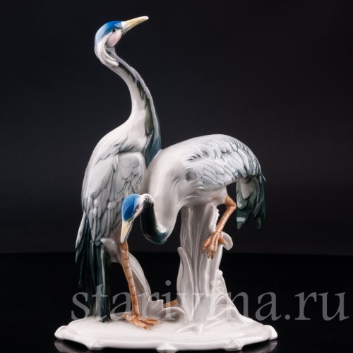 Статуэтка птиц из фарфора Два журавля, Karl Ens, Германия, 1920-30 гг.