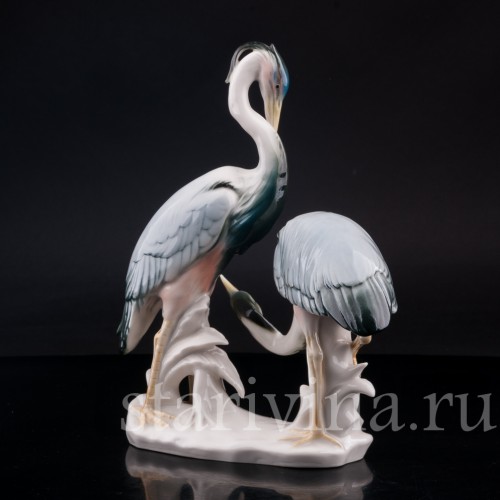 Фарфорвая статуэтка птиц Цапли, Karl Ens, Германия, 1920-30 гг.