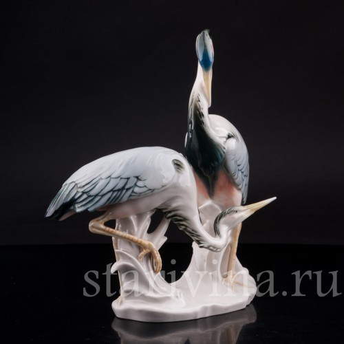 Фарфорвая статуэтка птиц Цапли, Karl Ens, Германия, 1920-30 гг.