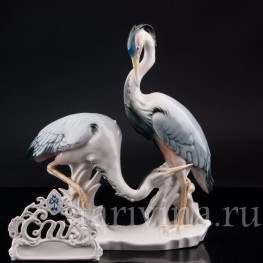 Фарфорвая статуэтка птиц Цапли, Karl Ens, Германия, 1920-30 гг.