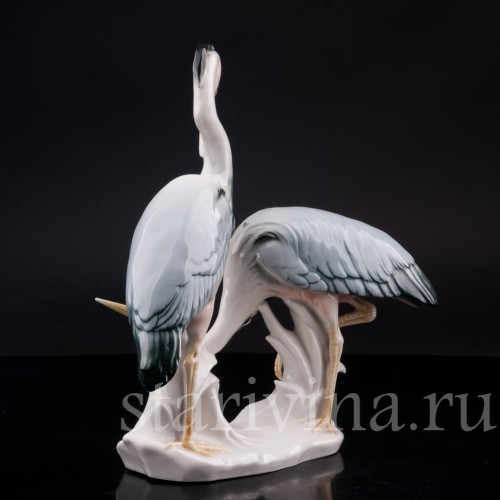 Фарфорвая статуэтка птиц Цапли, Karl Ens, Германия, 1920-30 гг.