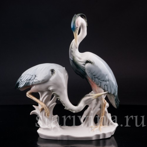 Фарфорвая статуэтка птиц Цапли, Karl Ens, Германия, 1920-30 гг.