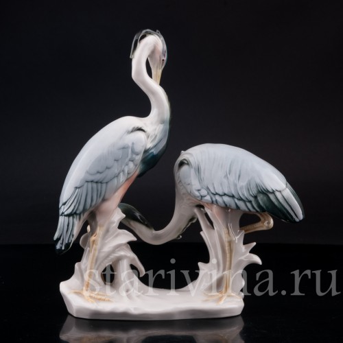 Фарфорвая статуэтка птиц Цапли, Karl Ens, Германия, 1920-30 гг.