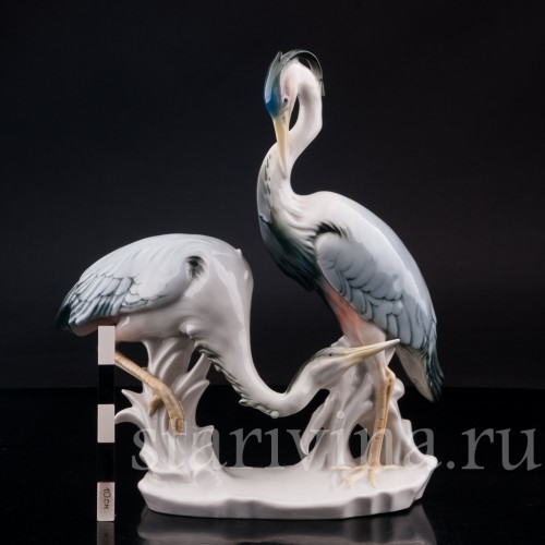 Фарфорвая статуэтка птиц Цапли, Karl Ens, Германия, 1920-30 гг.