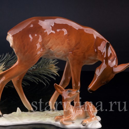 Фарфорвая статуэтка Олениха с олененком, Alka Kaiser, Германия, вт. пол. 20 в.