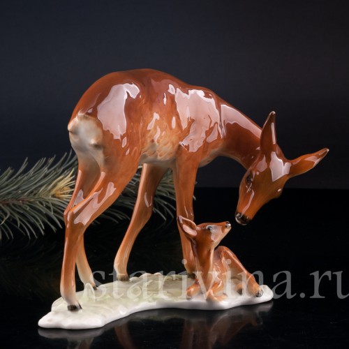 Фарфорвая статуэтка Олениха с олененком, Alka Kaiser, Германия, вт. пол. 20 в.