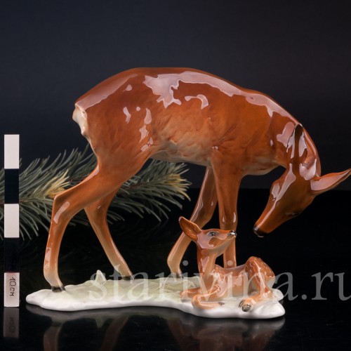 Фарфорвая статуэтка Олениха с олененком, Alka Kaiser, Германия, вт. пол. 20 в.