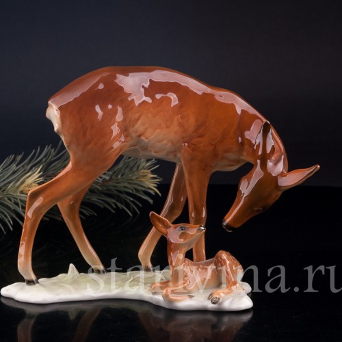 Фарфорвая статуэтка Олениха с олененком, Alka Kaiser, Германия, вт. пол. 20 в.