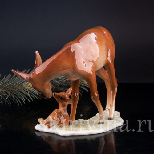 Фарфорвая статуэтка Олениха с олененком, Alka Kaiser, Германия, вт. пол. 20 в.