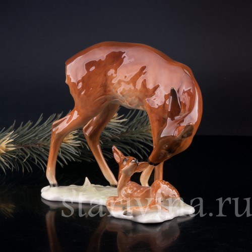 Фарфорвая статуэтка Олениха с олененком, Alka Kaiser, Германия, вт. пол. 20 в.