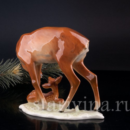 Фарфорвая статуэтка Олениха с олененком, Alka Kaiser, Германия, вт. пол. 20 в.