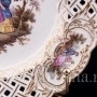 Декоративная Прорезная тарелка с живописью  из фарфора, Meissen, Германия, сер. 19, нач. 20 вв.