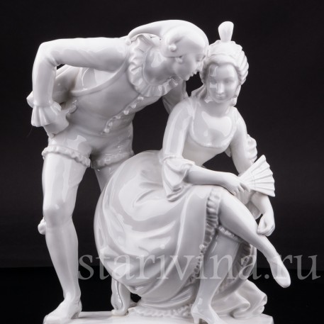 Фарфорвая статуэтка пары Арлекин с дамой, Volkstedt, Германия, после 1935 г.