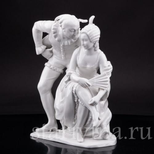 Фарфорвая статуэтка пары Арлекин с дамой, Volkstedt, Германия, после 1935 г.