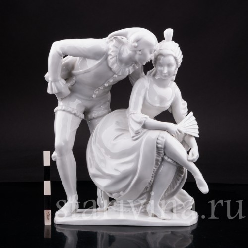 Фарфорвая статуэтка пары Арлекин с дамой, Volkstedt, Германия, после 1935 г.