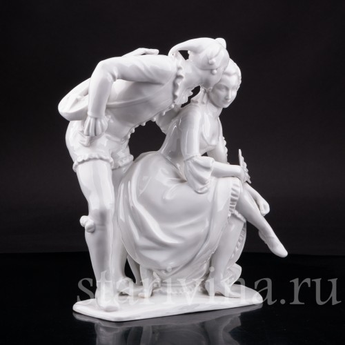 Фарфорвая статуэтка пары Арлекин с дамой, Volkstedt, Германия, после 1935 г.