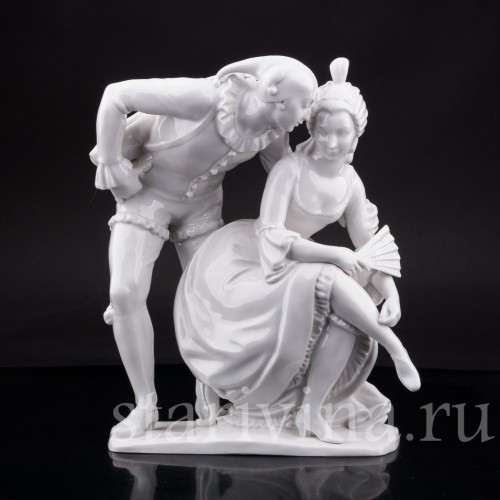 Фарфорвая статуэтка пары Арлекин с дамой, Volkstedt, Германия, после 1935 г.