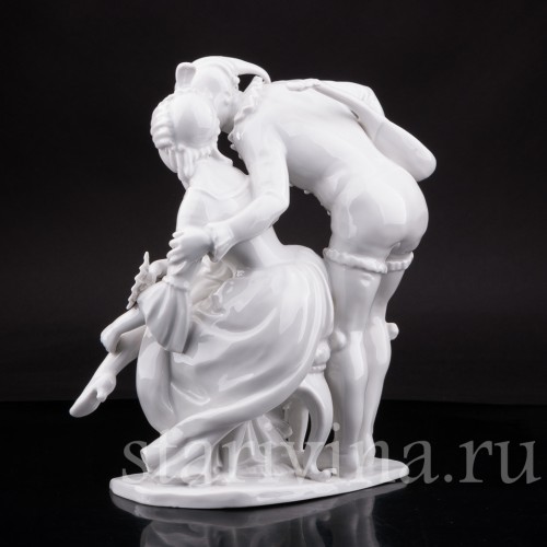 Фарфорвая статуэтка пары Арлекин с дамой, Volkstedt, Германия, после 1935 г.