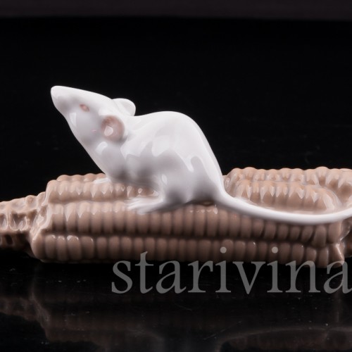 Фарфорвая статуэтка Мышь на кукурузе, Royal Copenhagen, Дания, 1967 г.