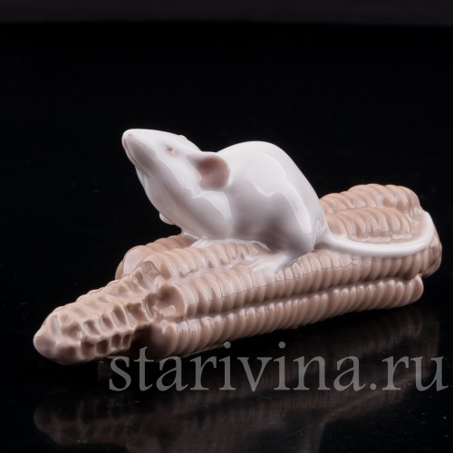 Фарфорвая статуэтка Мышь на кукурузе, Royal Copenhagen, Дания, 1967 г.