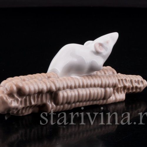 Фарфорвая статуэтка Мышь на кукурузе, Royal Copenhagen, Дания, 1967 г.