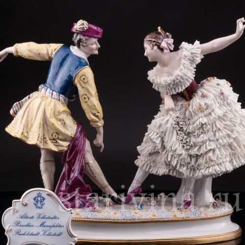 Фарвая статуэтка Артур Сен-Леон и Мари Ги-Стефан в балете Дух Долины, Volkstedt, до 1935 г.